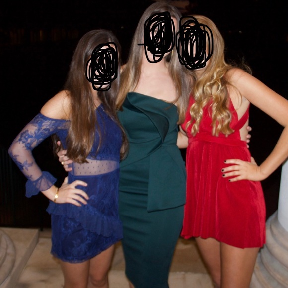 Navy blue long sleeve lace mini dress - Picture 5 of 5